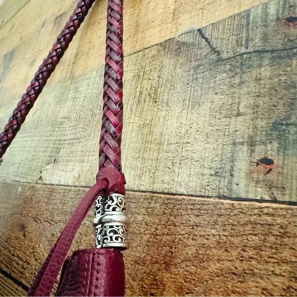NWOT Rare Brighton Heart ♥️ Charm W Tassel Red/Burgundy Barbados Ziptop Hobo